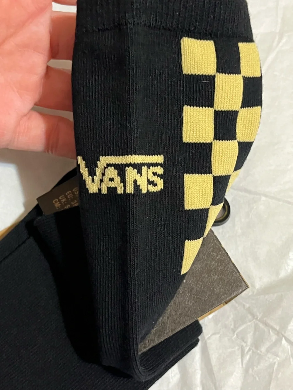Vans Black & Yellow Checker Crew Socks